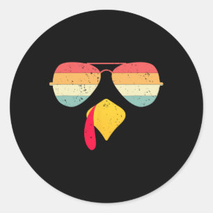 Cool Turkey Face With Sungles Funny Thanksgiving F Classic Round Sticker