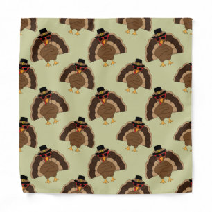 Cool Turkey Thanksgiving fun brown green pattern Bandana