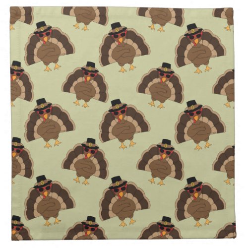 Cool Turkey Thanksgiving fun brown green pattern Cloth Napkin