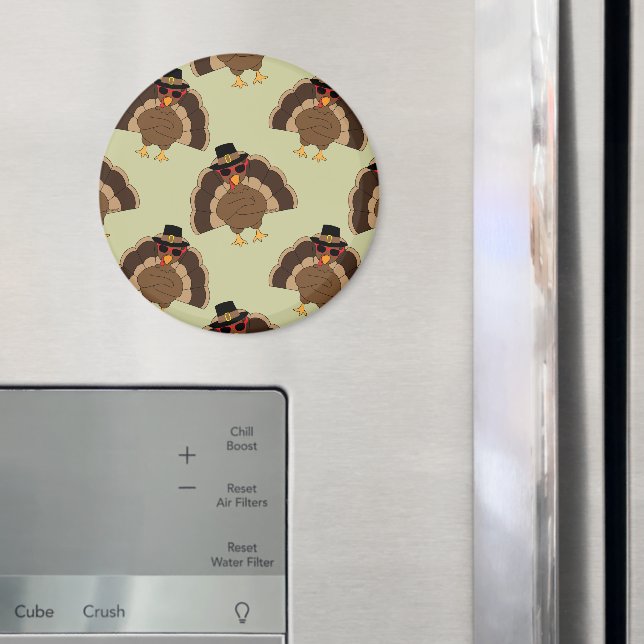 Cool Turkey Thanksgiving fun brown green pattern Magnet (In Situ (Fridge))
