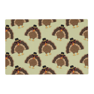 Cool Turkey Thanksgiving fun brown green pattern Placemat