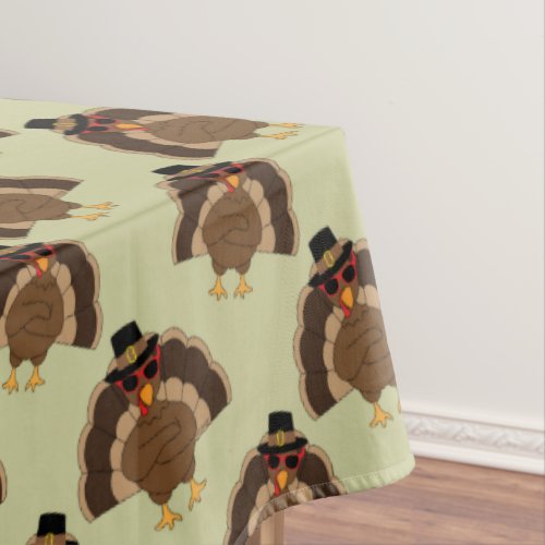 Cool Turkey Thanksgiving fun brown green pattern Tablecloth