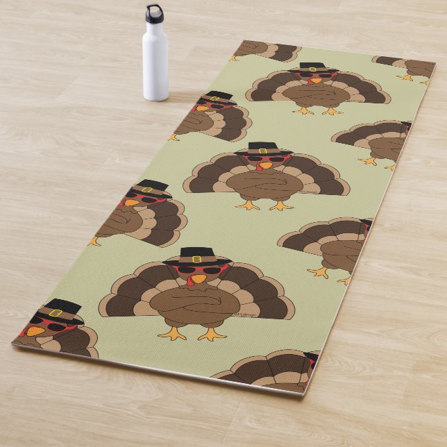 Cool Turkey Thanksgiving fun brown green pattern Yoga Mat (In Situ)