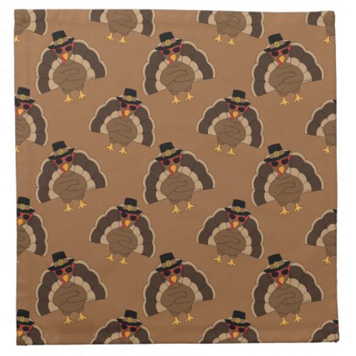 Cool Turkey Thanksgiving fun brown pattern Cloth Napkin