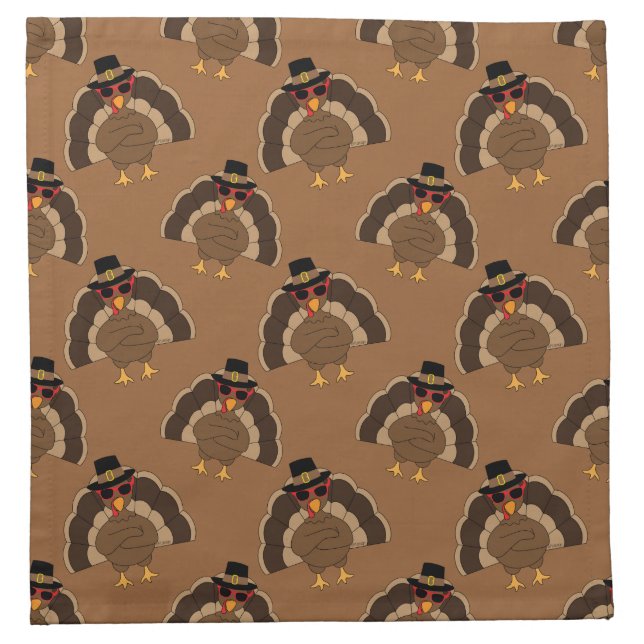 Cool Turkey Thanksgiving fun brown pattern Cloth Napkin (Front)