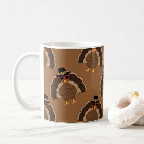 Cool Turkey Thanksgiving fun brown pattern Coffee Mug