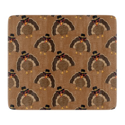 Cool Turkey Thanksgiving fun brown pattern Cutting Board