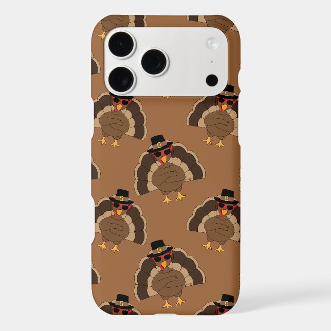 Cool Turkey Thanksgiving fun brown pattern iPhone Case (Back)