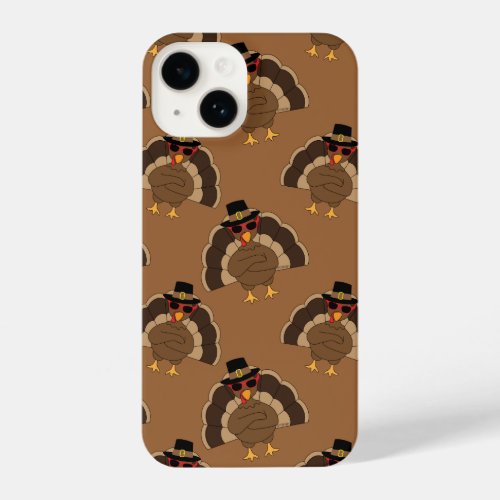 Cool Turkey Thanksgiving fun brown pattern iPhone 14 Case