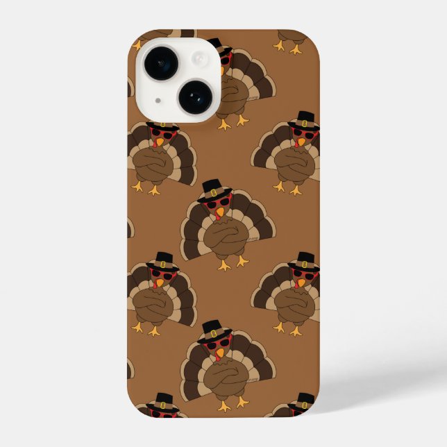 Cool Turkey Thanksgiving fun brown pattern iPhone Case (Back)