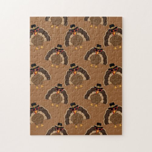 Cool Turkey Thanksgiving fun brown pattern Jigsaw Puzzle