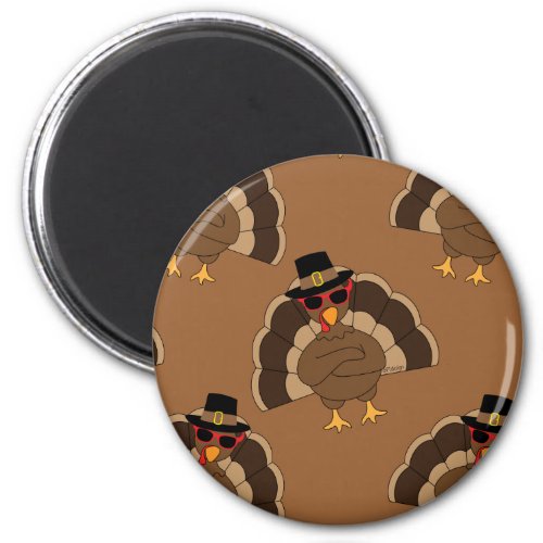 Cool Turkey Thanksgiving fun brown pattern Magnet