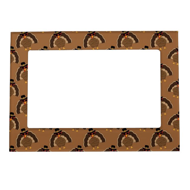 Cool Turkey Thanksgiving fun brown pattern Magnetic Frame (Front)