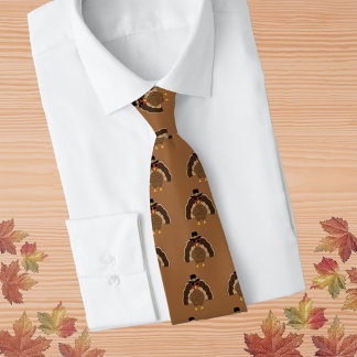 Cool Turkey Thanksgiving fun brown pattern Neck Tie