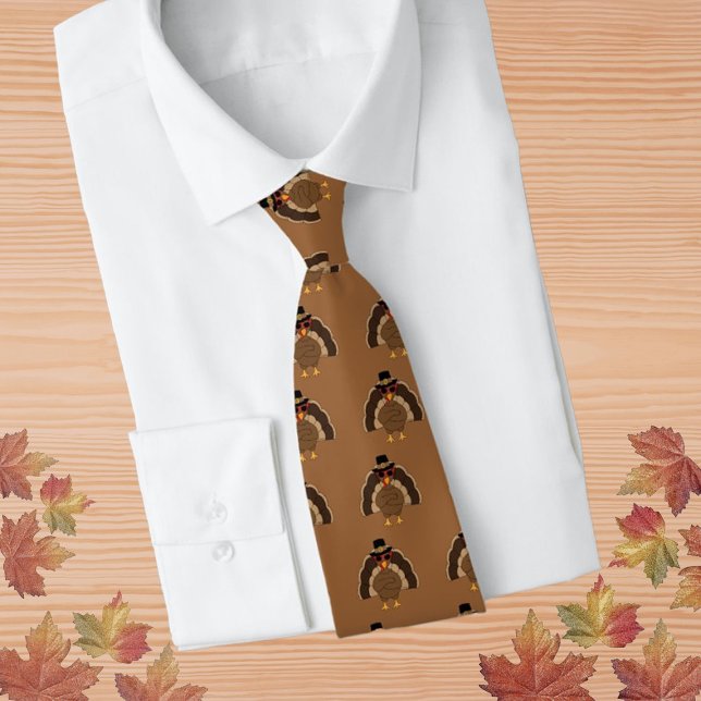 Cool Turkey Thanksgiving fun brown pattern  Neck Tie (Cool Turkey Thanksgiving fun brown pattern Neck Tie by PLdesign, custom gift for him.)