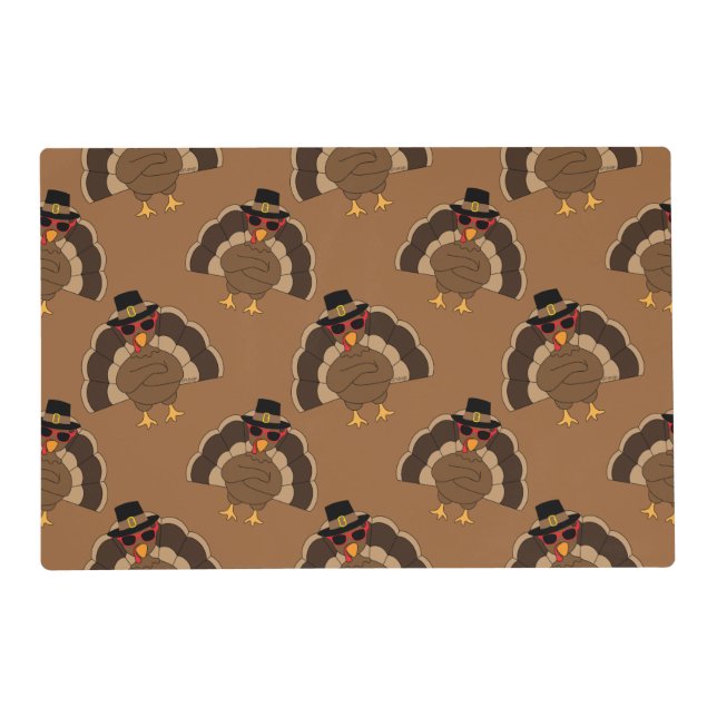 Cool Turkey Thanksgiving fun brown pattern Placemat (Front)