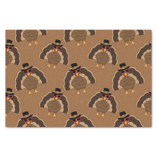 Cool Turkey Thanksgiving fun brown pattern Tissue Paper
