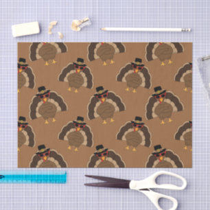 Cool Turkey Thanksgiving fun brown pattern Tissue Paper