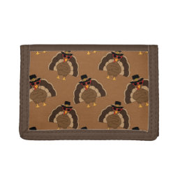 Cool Turkey Thanksgiving fun brown pattern Trifold Wallet