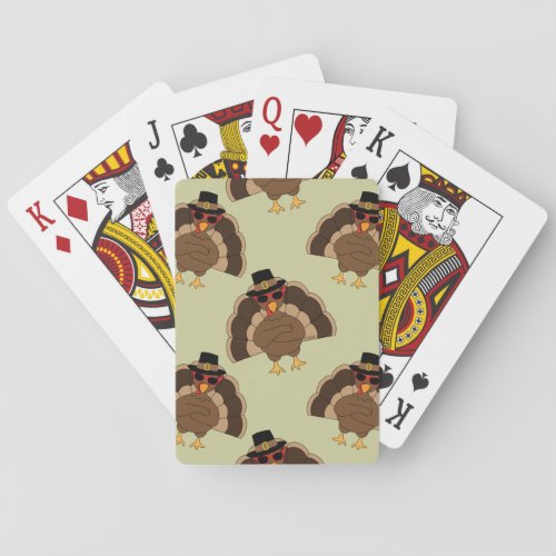 Cool Turkey Thanksgiving fun pattern Poker Cards