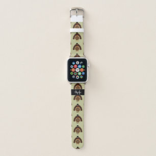 Cool Turkey Thanksgiving pattern Monogram Apple Watch Band