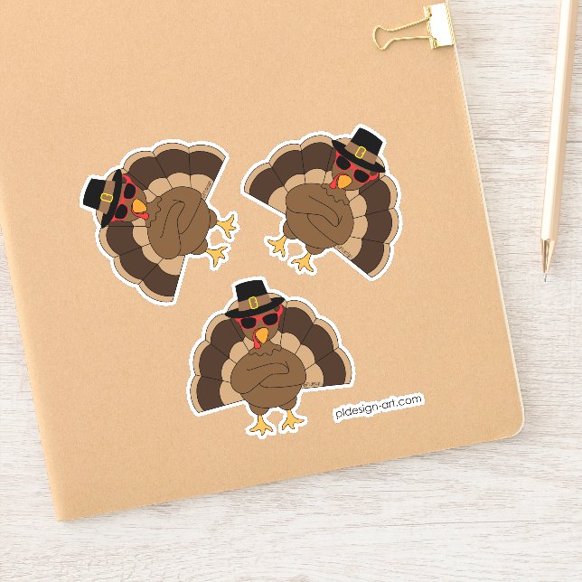 Cool Turkey w sunglasses Happy Thanksgiving Sticker (Notebook)