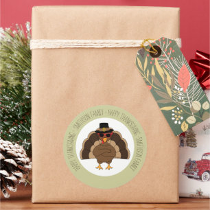 Cool Turkey with sunglasses Happy Thanksgiving Classic Round Sticker
