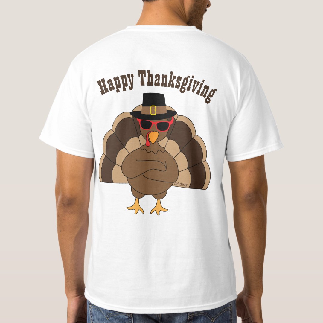 Cool Turkey with sunglasses Happy Thanksgiving T-Shirt | Zazzle