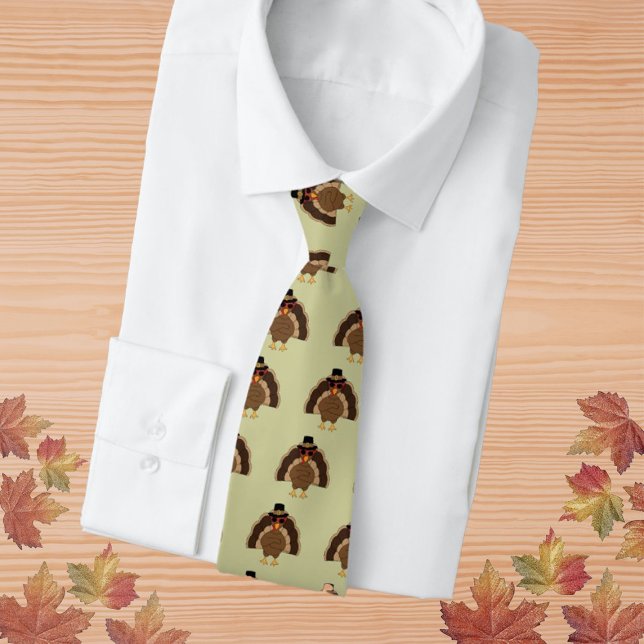 Cool Turkey with sunglasses Happy Thanksgiving Tie (Cool Turkey Thanksgiving fun pattern Neck Tie by PLdesign, custom gift for him.)