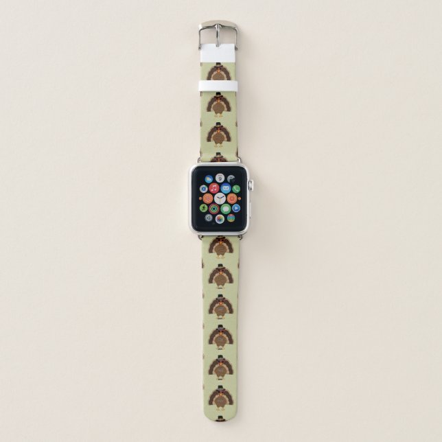 Cool Turkey with sunglasses Thanksgiving pattern Apple Watch Band (Front)
