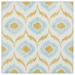 Cool turquoise and gold ikat tribal pattern fabric