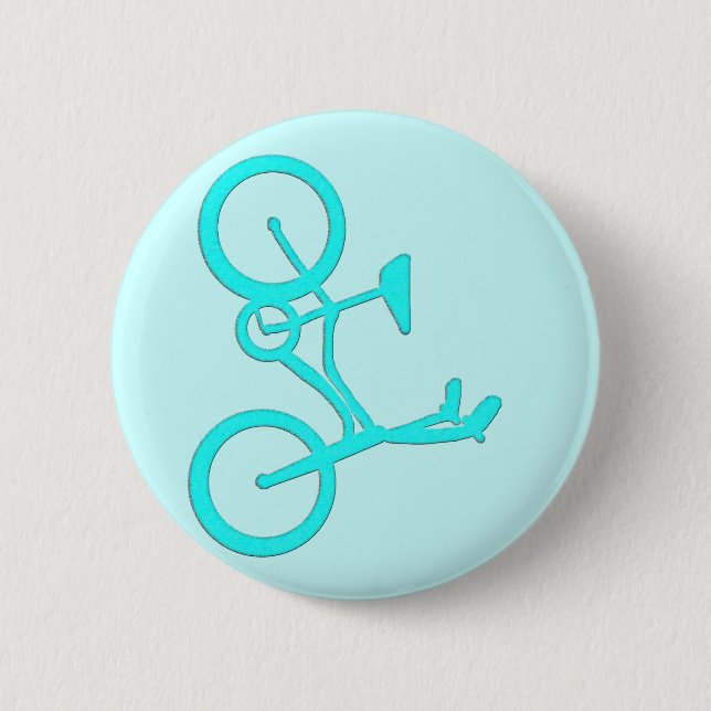 Cool Turquoise Bicycle Products Button (Front)