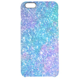 Cool Turquoise-Blue &amp; Pink Glitter Clear iPhone 6 Plus Case