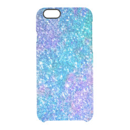 Cool Turquoise-Blue &amp; Pink Glitter Clear iPhone 6/6S Case