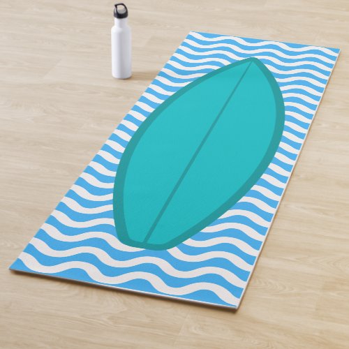 Cool Turquoise Blue Waves Surfing Yoga Mat