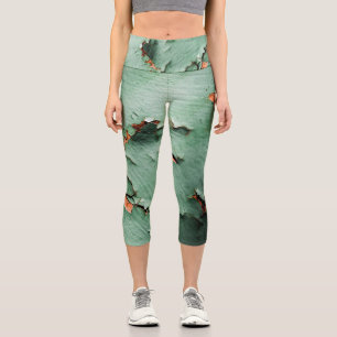 Cool turquoise brown rusty metal capri leggings