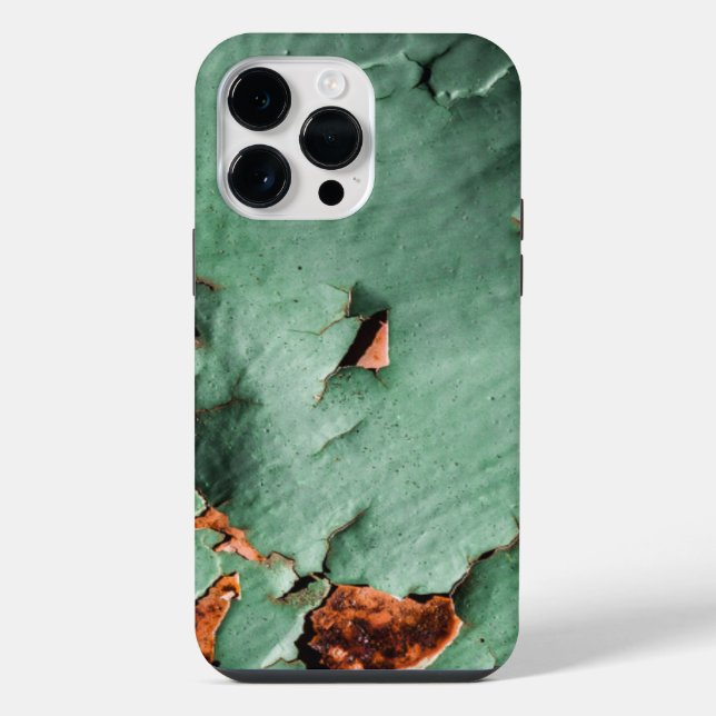 Cool turquoise brown rusty metal iphone case (Back)