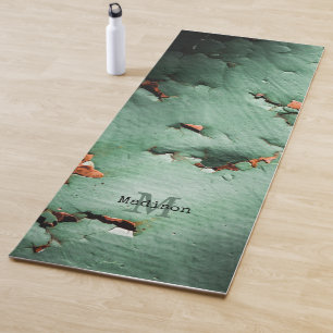 Cool turquoise brown rusty metal Monogram Yoga Mat