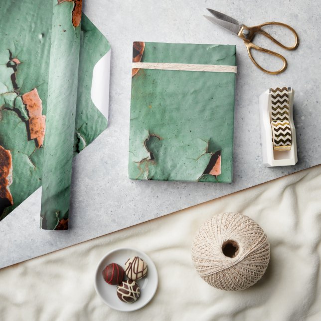 Cool turquoise brown rusty metal wrapping paper (Crafts)