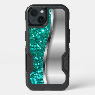 Cool Turquoise Glitter iPhone 13 Case
