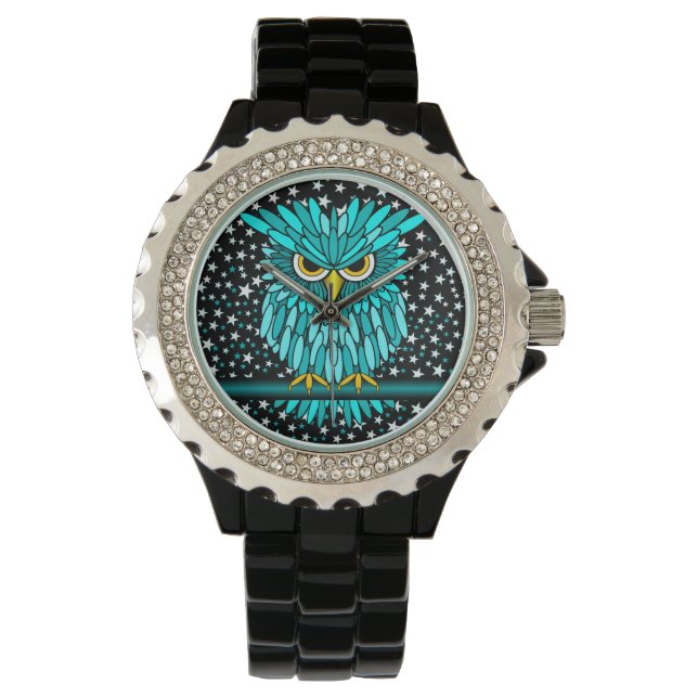 cool turquoise owl watch (Front)