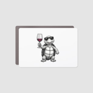 cool turtle drinking red wine art print_1 (1) car magnet