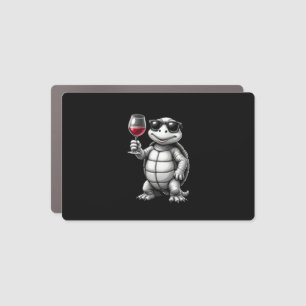 cool turtle drinking red wine art print_1 (1) car magnet