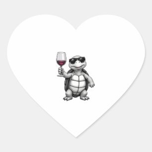 cool turtle drinking red wine art print_1 (1) heart sticker