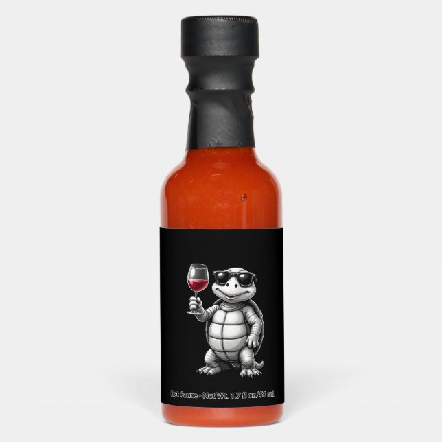 cool turtle drinking red wine art print_1 (1) hot sauces (Front)