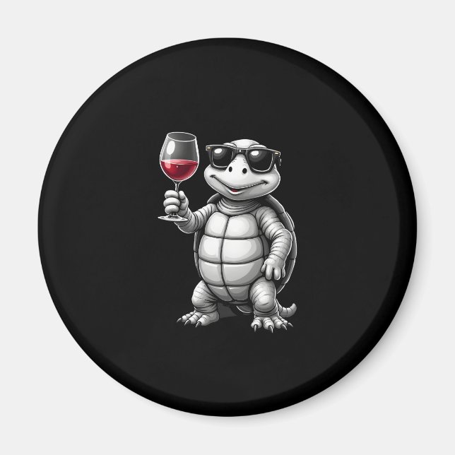 cool turtle drinking red wine art print_1 (1) magnet (Front)