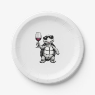 cool turtle drinking red wine art print_1 (1) paper plates