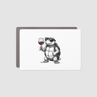 cool turtle drinking red wine art print_1 (2) car magnet