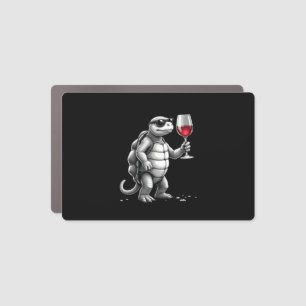 cool turtle drinking red wine art print_1 (2) car magnet