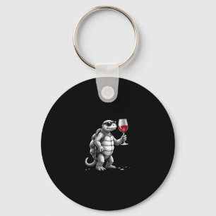 cool turtle drinking red wine art print_1 (2) keychain